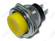Кнопка PBS-26B (RWD-306) OFF-(ON) желтая, без фиксации d=16mm; 1A/250VAC; 2pin