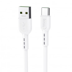 Кабель USB-Type-C, 1.0м, для зарядки и передачи данных, белый, (X33 Surge) HOCO 5.0A, ПВХ (PVC), поддержка Huawei FCP (9V2A 18W), SCP (4.5V5A 22W), SuperCharge 10V/4A 40W, быстрой зарядки OPPO