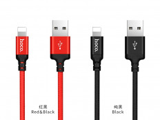 Кабель USB-Lightning, 1.0м, для зарядки и передачи данных, красный и черный, (X14)