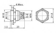 Кнопка антивандальная PBS-28B-2 D-16mm OFF-(ON) (метал.) без фиксации