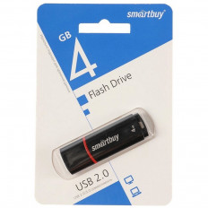 Карта Flash USB 4 Gb (Crown Black) SMART BUY с колпачком; USB 2.0