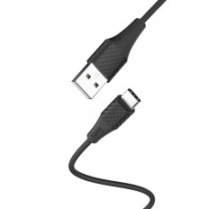 Кабель USB-Type-C, 1.0м, для зарядки и передачи данных, чёрный, (X32) HOCO 2.0A, ТПЭ (TPE) тканевая оплётка, ...