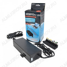 Блок питания AC/DC 220V/15-24V 6A NB120W для ноутбуков ROBITON Uвых.=15/16/18/19/20/22/24V (Iвых=6.0A); 8 насадок; USB-разъем 5V 1A