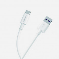Кабель USB-Type-C, 1.0м, для зарядки и передачи данных, белый, (GP12T-5.4) GoPower 5.4A, силикон, быстрая зарядка(QC)