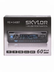 Автомагнитола RS-540BT Multicolor SKYLOR MP3; 4x60Вт, FM1/2/3 MW1/2 87,5-108МГц, BT, USB/SD/AUX, ПДУ, DC12В, цветной дисплей, фиксированная передняя панель