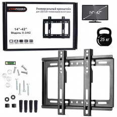 Кронштейн для LED телевизора фиксированный 14"-42" (X1442) LIVE-POWER Макс.нагрузка 15кг; крепление VESA 75х75,100х100,100х200,200х200; от стены 20 мм; цвет черный