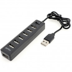 Разветвитель USB на 7 USB-портов черный PF-H034 PERFEO USB 2.0;
