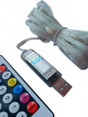 Гирлянда адресная "Роса" 5м, RGB, провод прозрачный, WS2812b USB с приложением и пультом GIANT4 светодиоды - 50шт 5V, IP20