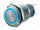 Кнопка антивандальная M19 ON-(ON) LED12V 1NO1NC 5c синяя с подсветкой 12V, без фиксации d=19mm; 5A/250VAC; 5pin; IP67