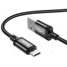 Кабель USB-microUSB, 1.0м, для зарядки и передачи данных, чёрный, X89 Wind HOCO 2.4A, тканевая оплетка, ...