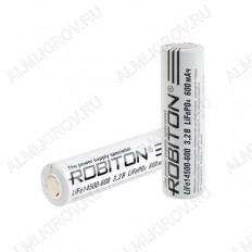 Аккумулятор 14500 (3.2V, 600mAh) LiFe ROBITON LiFePO4; 14.1*48.5мм, без защиты (цена з