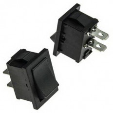 Сетевой выключатель RWB-201 (KCD1-101) ON-OFF черный с фиксацией, клавиша без маркировки 19,2*13,0mm; 6A/250V; 2 pin