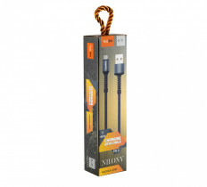 Кабель USB-Lightning, 1.0м, для зарядки и передачи данных, чёрный, (K-71) FAISON 3.0A, нейлон, ...
