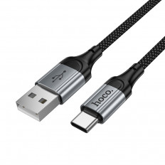 Кабель USB-Type-C, 1.0м, для зарядки и передачи данных, черный X121 Nuevo, пружинный