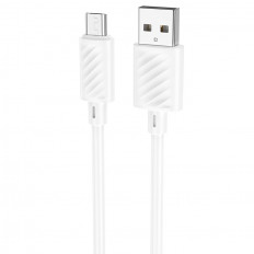 Кабель USB-microUSB, 1.0м, для зарядки и передачи данных, белый, (X88) HOCO 2.4A, ПВХ (PVC), ...
