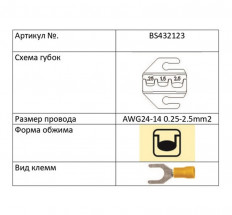 Клещи для обжима изолированных клемм 0.25-2.5мм BS432123