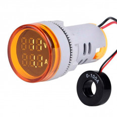 Измеритель DMS-232 (вольтметр/амперметр)(круглый дисплей с оранжевым свечением) RUICHI напряжение (АС) - 50...500В; ток (АС) - 0...100 А; диаметр посадочного отверстия 22мм