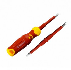 Отвертка комбинированная PH2/SL6 VDE (трансформер) (2 в 1) (MX07628) Maximum Quality Tools +2/-6.0; рукоятка и переставная диэлектрическая бита