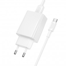 Сетевое зарядное устройство с выходом 1*USB, 3.0А, белый, BAS72A Source;QC3.0, с кабелем USB-Type-C BOROFONE QC3.0; Uвх=100-240VAC; Uвых=DC5V/3.0A,DC9V/2.0A; 18W (QC/FCP/AFC); уп.20/120шт
