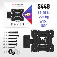 Кронштейн для LED телевизора поворотный 14"-49" (LP-T40) LIVE-POWER Макс.нагрузка 25кг; крепление VESA 75х75,100х100,200х200; от стены 46-225мм; регулировка в двух плоскостях; цвет черный