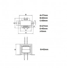Трансформатор 12V*2 0.80A 10W серии EI48-25