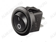 Сетевой выключатель RWB-105 ON-OFF черный круглый с фиксацией d=15.2mm; 3A/250V; 2 pin