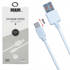 Кабель USB-microUSB, 1.0м, для зарядки и передачи данных, белый, (MR04m) MRM-POWER 2.1A, ПВХ (PVC), удлиненный штекер