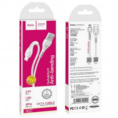 Кабель USB-Lightning, 1.0м, для зарядки и передачи данных, белый, (X37) HOCO 2.4A, ПВХ (PVC), ...