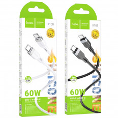 Кабель Type-C-Type-C, 1.0м, X109 Energy, для зарядки и передачи данных, белый,
