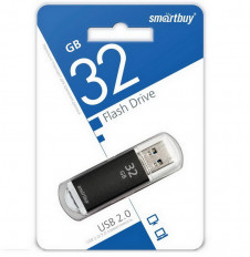 Карта Flash USB 32 Gb колп (V-Cut Black) SMART BUY с колпачком; USB 2.0
