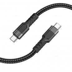 Кабель Type-C-Type-C, 1.2м, для зарядки и передачи данных, чёрный, (U110) HOCO 2.4A, нейлон (тканевая оплётка), ...