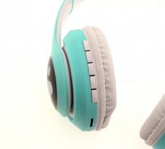 Наушники беспроводные STN-28 Cat, Бирюзовый, накладные с микрофоном, дизайн с кошачьими ушками