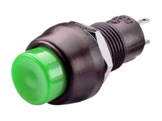 Кнопка PBS-20B OFF-(ON) зеленая, без фиксации d=10.2mm; 1A/250VAC; 2pin