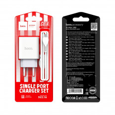 Сетевое зарядное устройство с выходом USB, 2.1А, белый, C81A, с кабелем USB-microUSB;