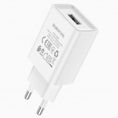 Сетевое зарядное устройство с выходом USB, 2.1A,белое BA68A BOROFONE Uвх=100-240VAC; Uвых=DC5V/2.1A