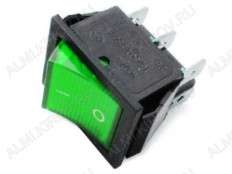 Сетевой выключатель RWB-506 (SC-767) ON-ON зеленый с фиксацией с подсветкой 27,8*21,8mm; 15A/250V; 6 pin