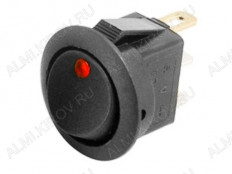 Сетевой выключатель RWB-215 ON-OFF красный круглый с фиксацией с подсветкой d=20.7mm; 20A/12V; 3 pin