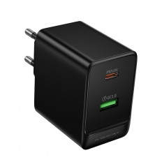 Сетевое зарядное устройство с выходами USB, Type-C, 3.0A, 65W GaN, черный, BAS17A