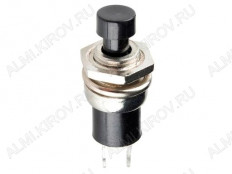 Кнопка RWD-301 OFF-(ON) черная, без фиксации d=7.2mm; 0.5A/250VAC; 2pin