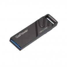 Карта Flash 64 Gb металл (TITAN Black) GoPower без колпачка; USB 3.0