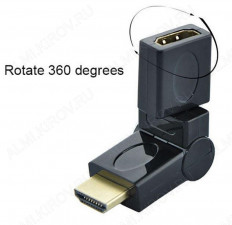 Переходник HDMI штекер/HDMI гнездо поворотный 90/180° (AC-062A/OT-AVW28) (21972)