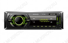 Автомагнитола FP-303 green SKYLOR MP3; 2x40Вт, FM1/2/3 MW1/2 87,5-108МГц, USB/SD/AUX, DC12В, монохромный дисплей, фиксированная передняя панель