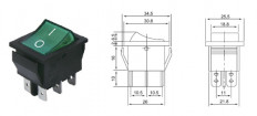 Сетевой выключатель RWB-506 (SC-767) ON-ON желтый с фиксацией с подсветкой 27,8*21,8mm; 15A/250V; 6 pin