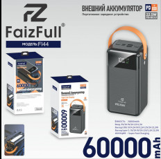 Аккумулятор внешний 60000mAh FL44 черный с кабелями Type-C и Lighting