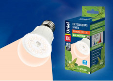 Лампа светодиодная (L417) фито. LED-A60-10W/SPFR/E27/CL PLP01WH Uniel
