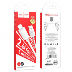 Кабель USB-Lightning, 1.0м, для зарядки и передачи данных, белый, (X88) HOCO 2.4A, ПВХ (PVC), ...