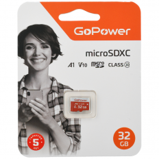 Карта MicroSDHC 32Gb (Class 10) UHS-I V10 80Mb/s GoPower без адаптера