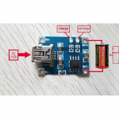 Модуль заряда АКБ TP4056 (microUSB) (EM-826) No name Максимальный пропускной ток: 1А; Точность определения уровня заряда: 1.5%; Напряжение питания: 5В от USB;