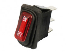 Сетевой выключатель RWB-404 IP65 ON-OFF красный с фиксацией с подсветкой 28,0*10,2mm; 15A/250V; 3 pin; влагозащищенный