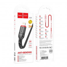 Кабель USB-Lightning, 3.0м, для зарядки и передачи данных, чёрный, X59